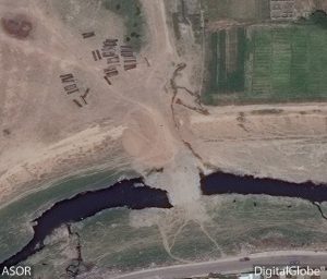 Immagine satellitare del ponte costruito sul Khosr, 2 maggio 2016